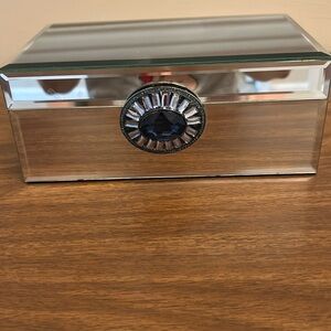 Unique mirror box with blue embellishment. EUC